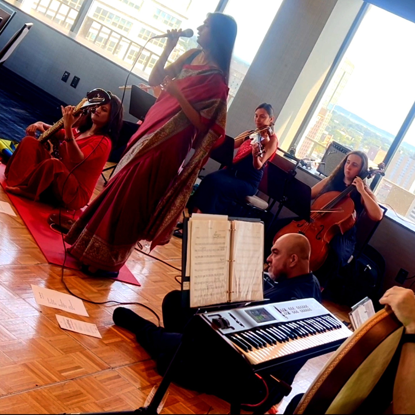 Saw Peep at World Affairs Council Kick-Off Reception for WorldFest 2025 performing "Saiyyan" by Kailash Kher, Paresh Kamath, and Naresh Kamath.
Galt House Hotel
Waterford Room
August 29, 2025
Divya Karthikeyan - vocals
Meena Khan Atif - sitar
Penelope Quesada - flute
Sheryll Impellizzeri - violin
Chelsea Getty - cello
Denise Collins-Martinez - oud
Helen Holifield - riqq
Roxell Karr - def
Jon Silpayamanant - dumbek
Arrangement/adaptation by Jon Silpayamanant - cellist, composer, multi-instrumentalist
#WorldFest #Louisville #Sufi #Sitar #India #Flute #Violin #Cello #Dumbek #Keyboard #Oud #LouisvilleWorldFest #LouisvilleWorldFest2025 #WorldFest2025