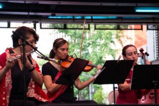 Saw Peep members Penelope, Sheryll, and Chelsea music from Indonesia, Malaysia/Southern Thailand, and the Philippines onstage at Asian Night Market 2025!

Photo by McKenzie Gary

September 13, 2025
Fourth Street Live!
Louisville Kentucky

Photo by McKenzie Gary

Saw Peep is:
Penelope Quesada - flute
Sheryll Impellizzeri - violin
Chelsea Getty - cello
Jon Silpayamanant - vocals, dumbek
Helen Holifield - ching, def, riqq
Roxell Karr - keyboards

arrangements/adaptations - Jon Silpayamanant

#Louisville #AsianMusic #SoutheastAsianMusic #IndonesianMusic #MalaysianMusic #ThaiMusic #FilipinoMusic #Cello #Violin #Flute #Dumbek #Def #Riqq #Ching #Keyboards

@4thstlive justlifenow2025 @jonsilpayamanant @asiainstitutecranehouse