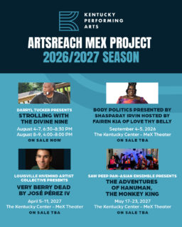We're so excited to be sharing space on the Artsreach MeX Project at the Kentucky Center with these other wonderful artists this 2026/2027 Season!
Original post by @kyperformingarts @kentuckycenter @kpaartsreach here: https://www.instagram.com/p/DbGQZVEiAUI/